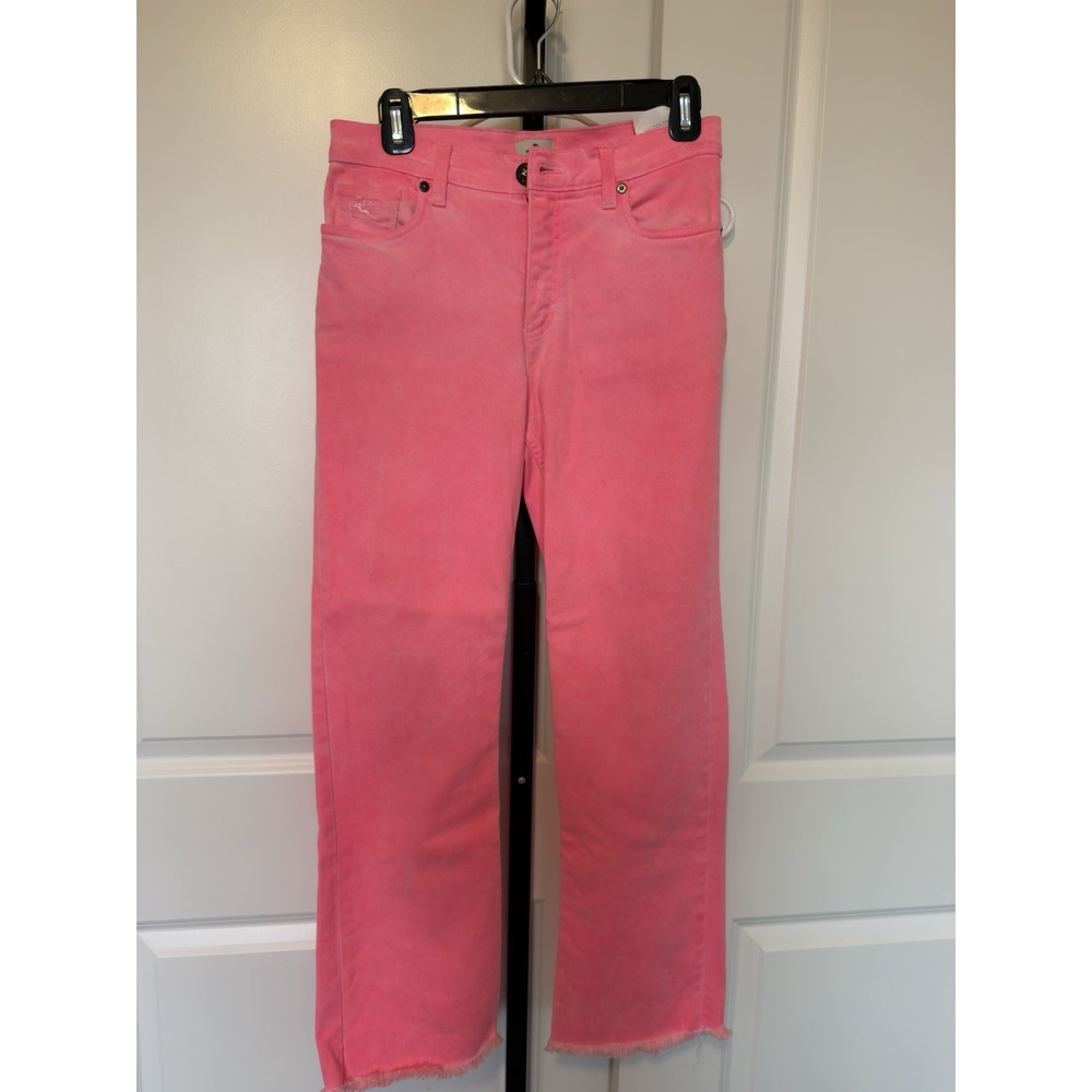 ETRO Milano Neon Pink Jeans Women's Italian Raw Frayed Hem Stretch Denim Size 27